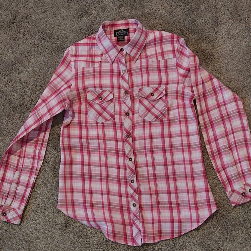 Angie Pink Checkered Cotton Shirt